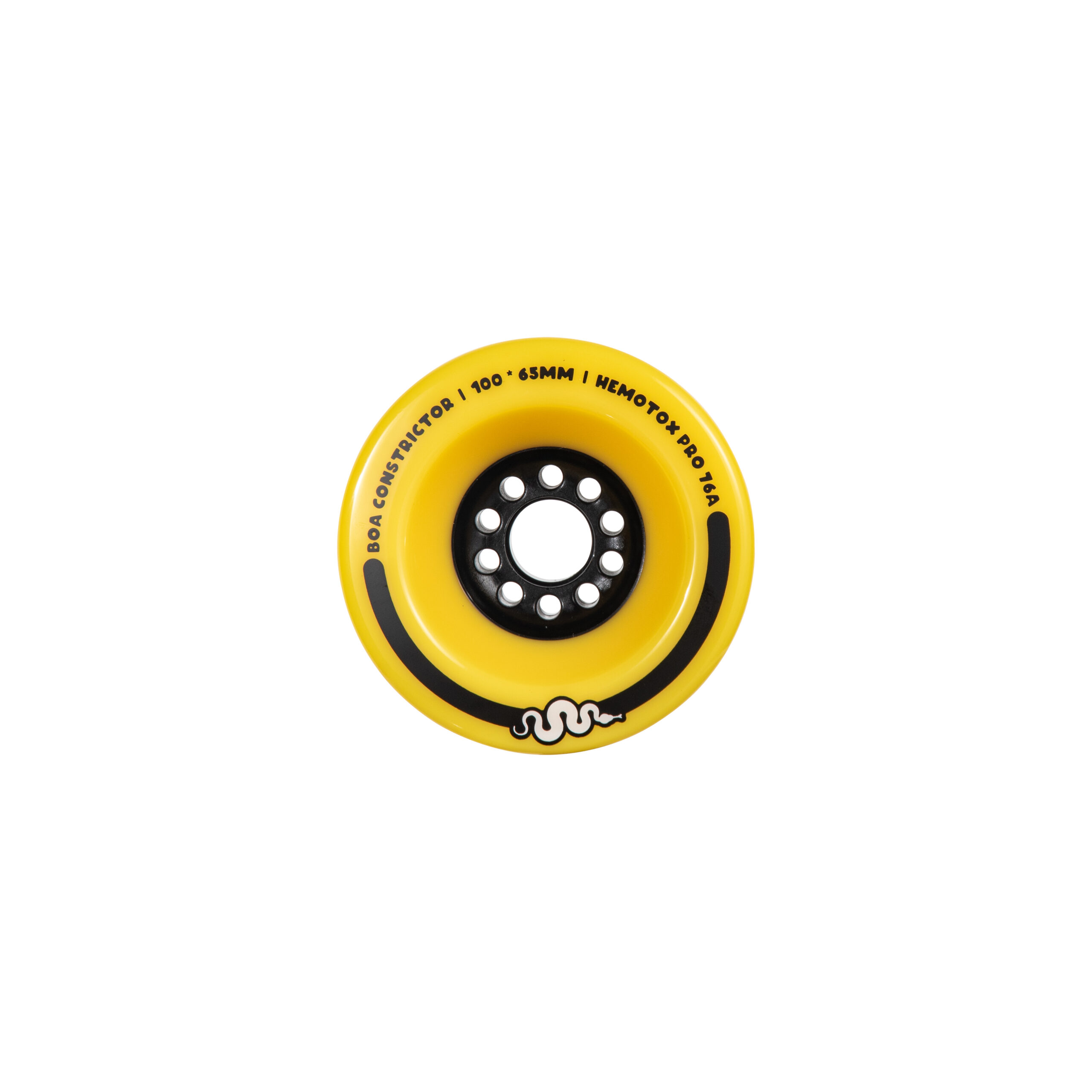 Boa Constrictor 100mm Race Longboard Wheels (Yellow). Front.